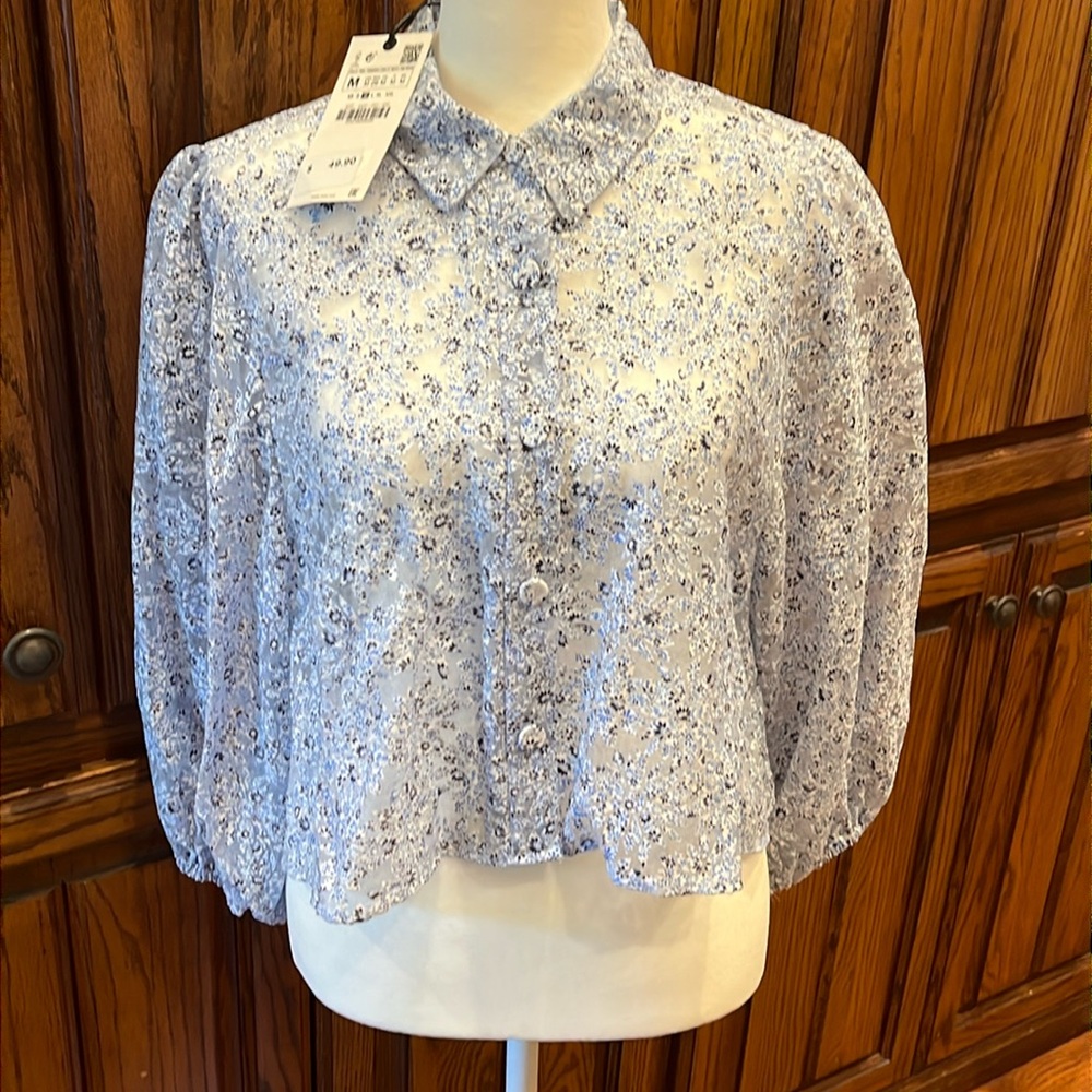 Zara size medium floral button down top